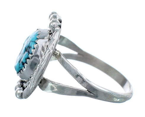 Native American Genuine Sterling Silver Turquoise Ring Size 10 AX124125